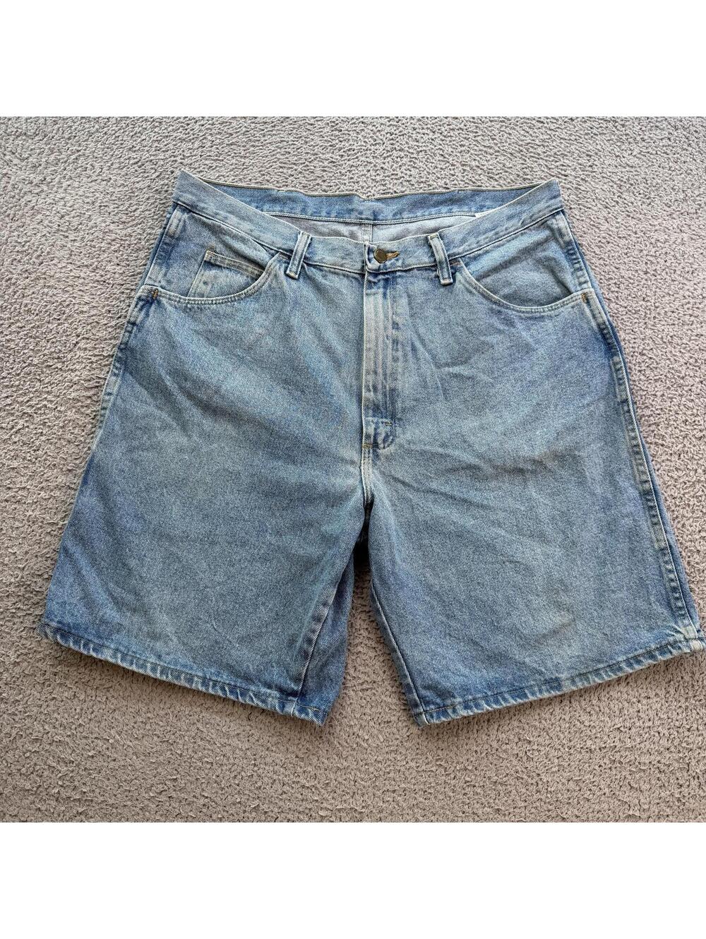 Vintage 90s Wrangler Light Wash Denim Shorts Made in Mexico 36 Relaxed Fit
